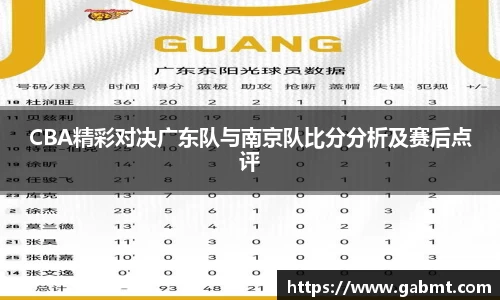 CBA精彩对决广东队与南京队比分分析及赛后点评